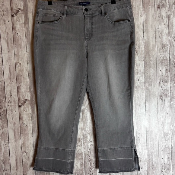 Isaac Mizrahi Denim - Isaac Mizrahi Live! Gray True Denim Crop Jeans with Cuff Detail